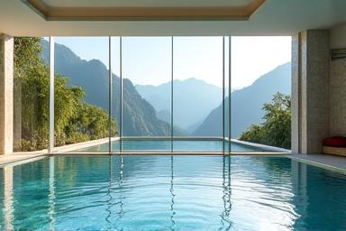Wellnessbereich mit Infinity-Pool und Bergblick