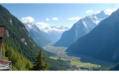 Atemberaubende Aussicht von einem Hotelbalkon auf die Schweizer Alpen