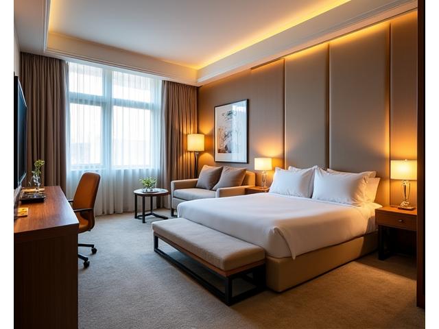 Die elegante Junior Suite mit einem offenen Wohn- und Schlafbereich, luxuriösen Möbeln und einem gemütlichen Ambiente.